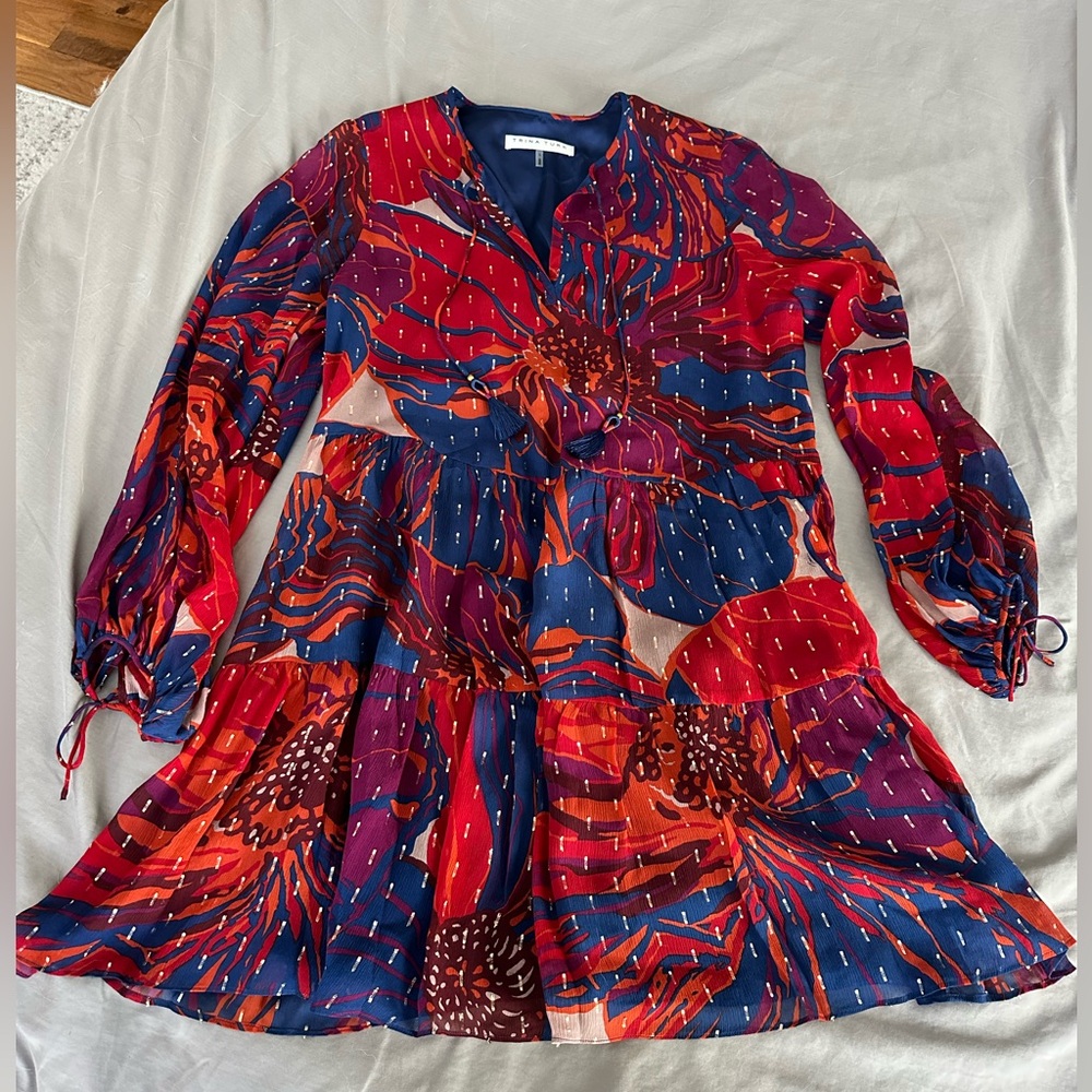 Trina Turk Cinema Tiered Floral Print Dress - Size Large